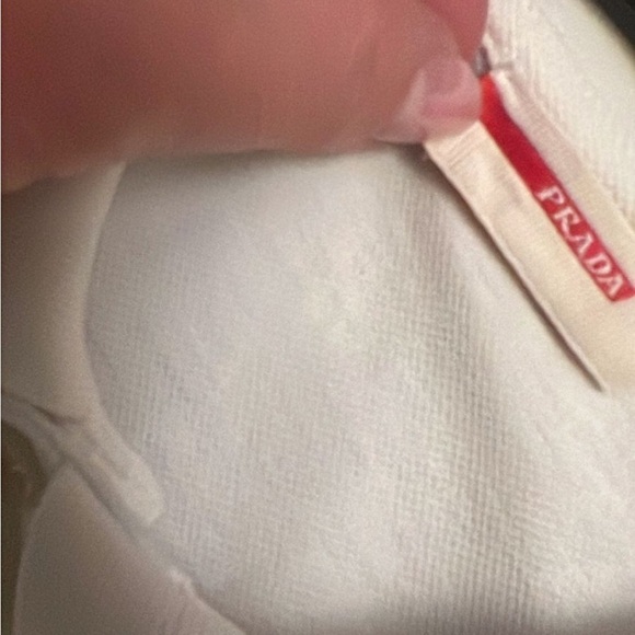 Prada White and Green Polo Shirt with Embroidered Logo - Picture 4 of 4